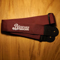 Breezee Embroidered Levi's Guitar Strap - Burgundy w/ Silver Logo